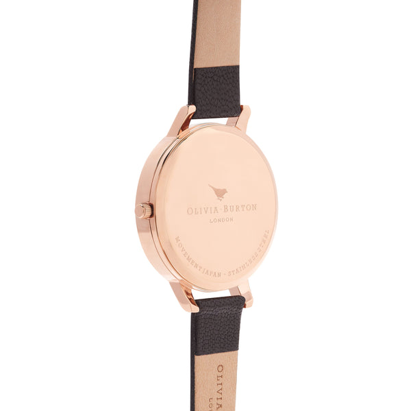 Olivia Burton Big Dial White Dial Black Leather Watch