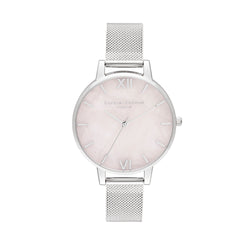 Olivia Burton Semi Precious Silver Mesh Watch