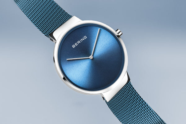Bering Classic Polished Silver Ice Blue Watch
