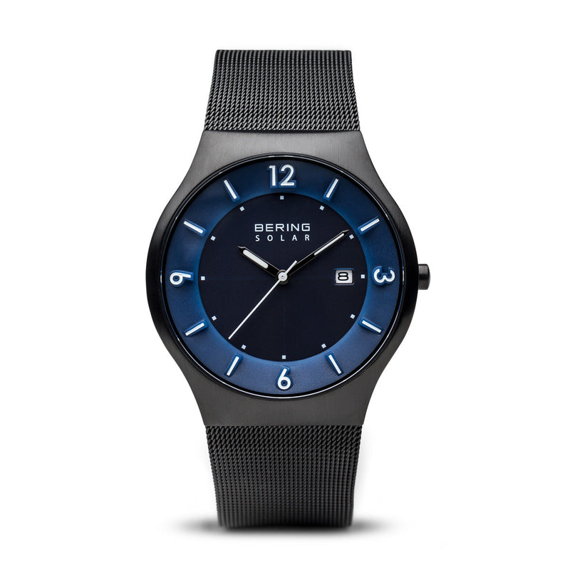 Bering Solar Brushed Black Mesh Watch