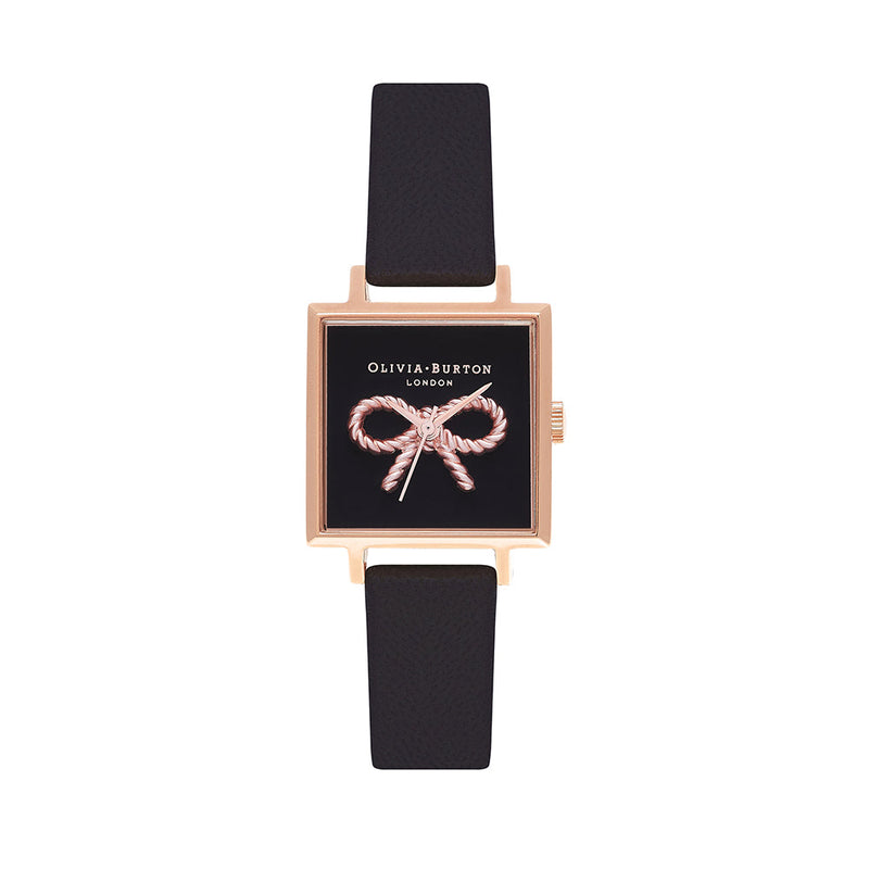 Olivia Burton Vintage Bow Rose Gold Black Watch