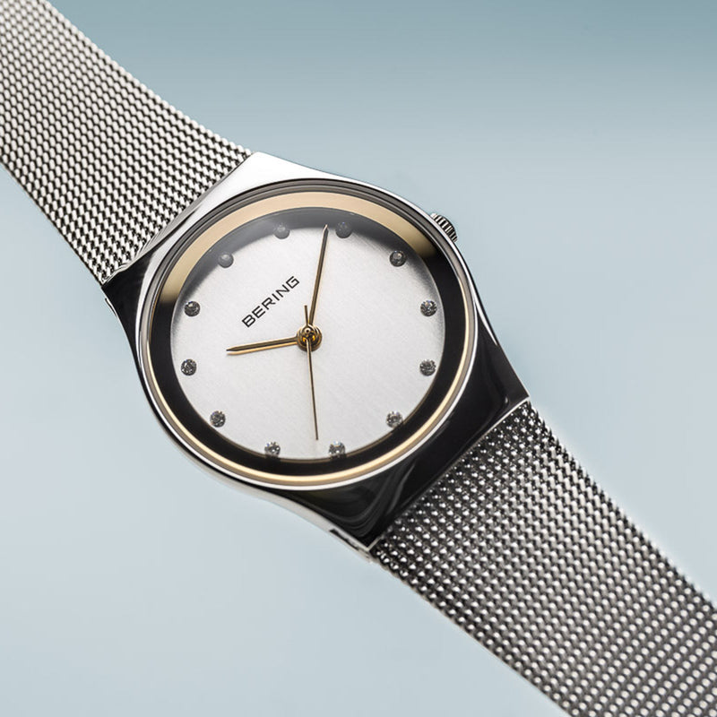 Bering Classic Polished Silver 27mm Mesh Watch