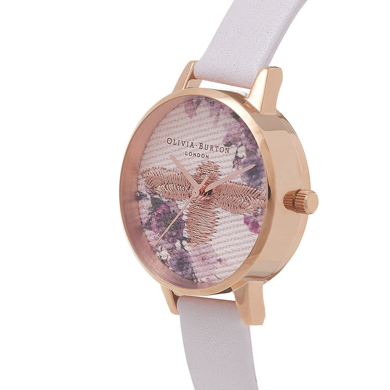 Olivia Burton Embroidered Dial Rose Gold Watch