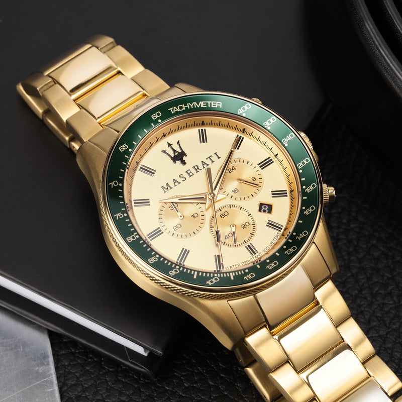 Maserati Stile Gold Dial 45mm Chronograph