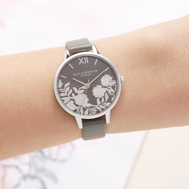 Olivia Burton Lace Detail Silver Watch