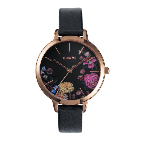 Oui&Me Fleurette 34mm Floral Black Watch