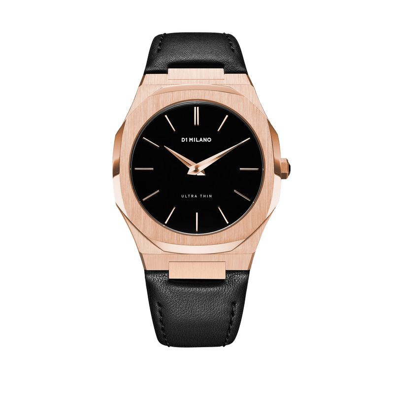 D1 Milano Ultra Slim 40mm Rose Gold Leather Watch