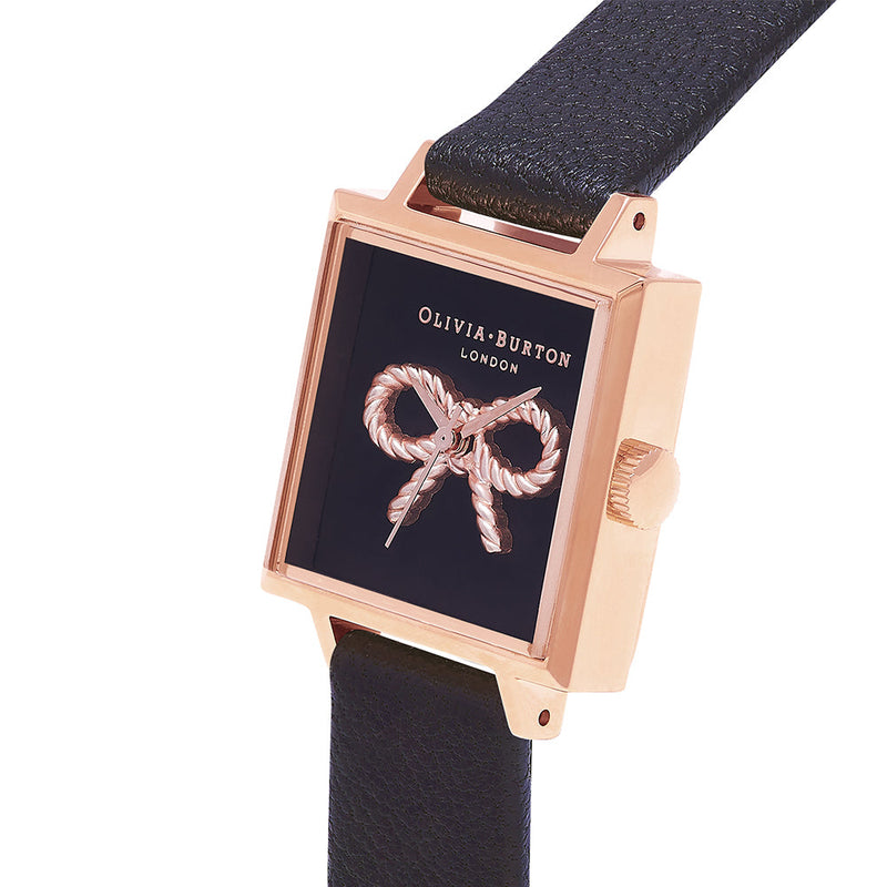 Olivia Burton Vintage Bow Rose Gold Black Watch