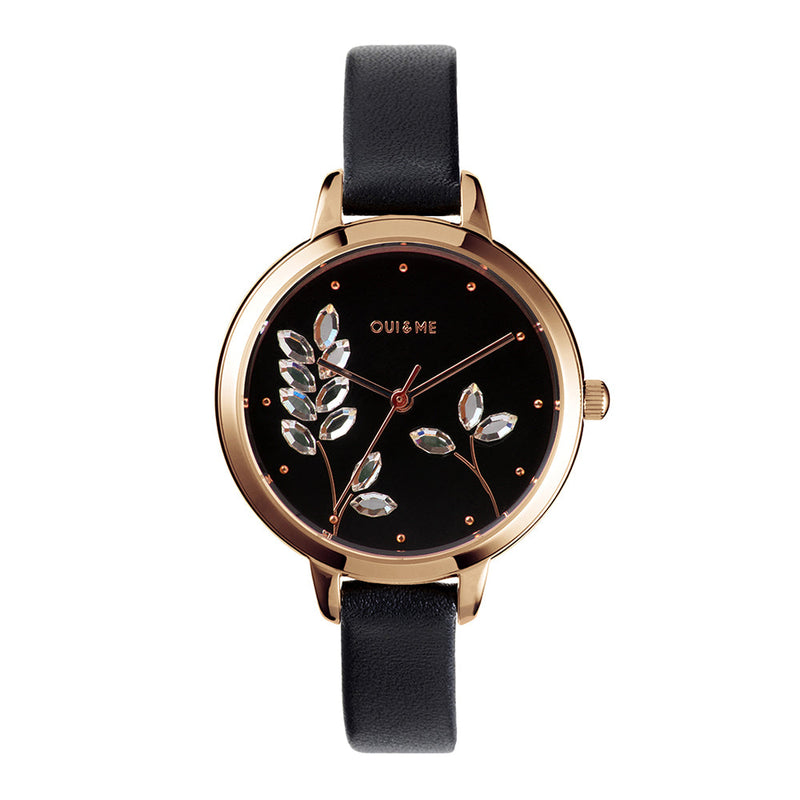 Oui&Me Petite Fleurette 32mm Floral Black Watch