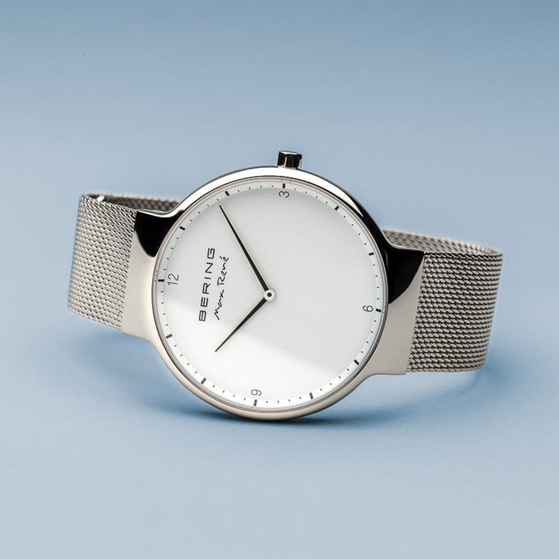 Bering Max René Polished Silver Mesh Watch