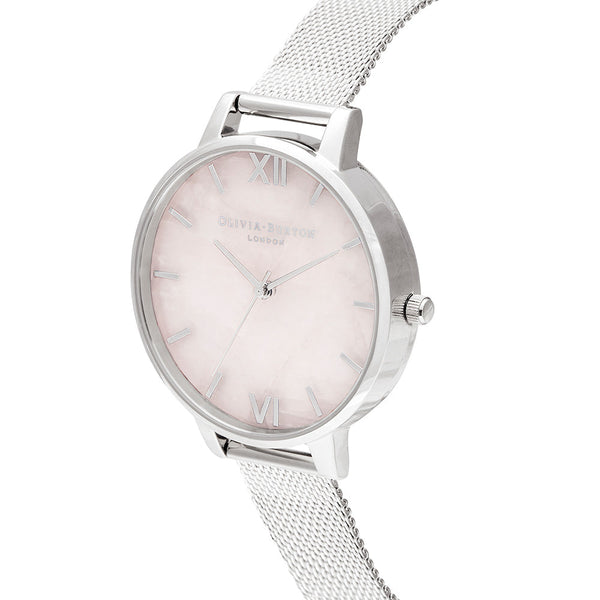 Olivia Burton Semi Precious Silver Mesh Watch