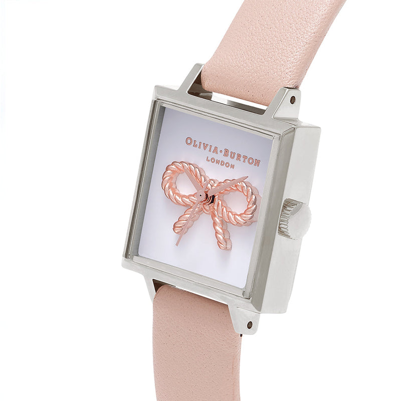 Olivia Burton Vintage Bow Silver Peach Watch