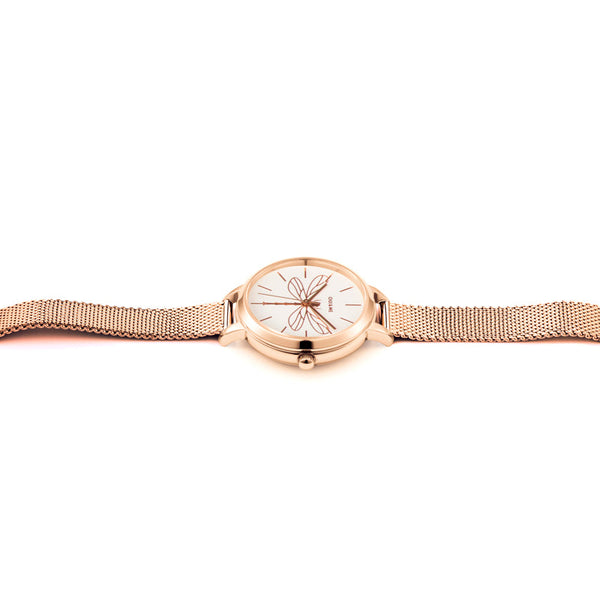 Oui&Me Petite Amourette Dragonfly Rose Gold Mesh Watch
