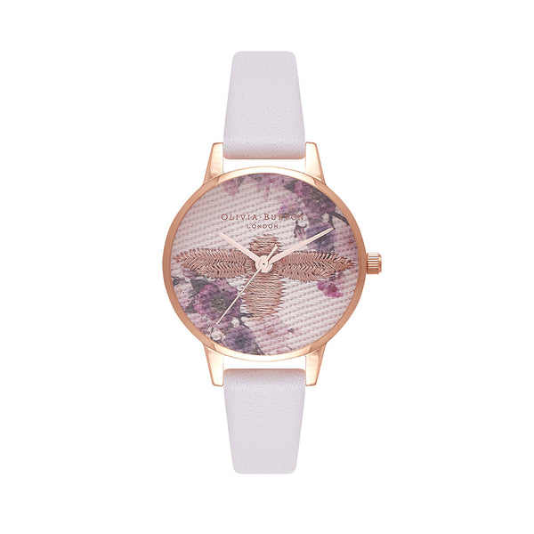 Olivia Burton Embroidered Dial Rose Gold Watch