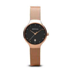 Bering Classic Polished Rose Gold Mesh Watch