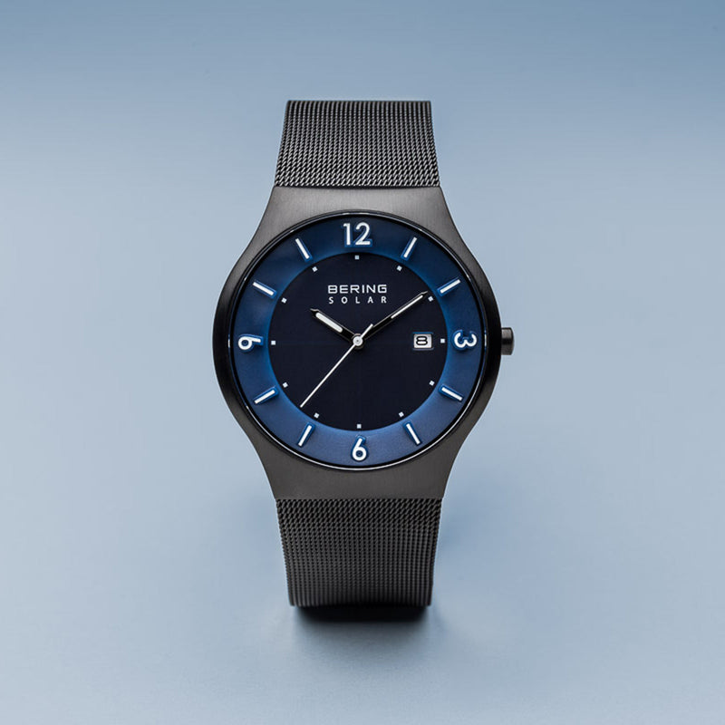 Bering Solar Brushed Black Mesh Watch