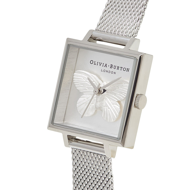 Olivia Burton 3D Butterfly Silver Watch